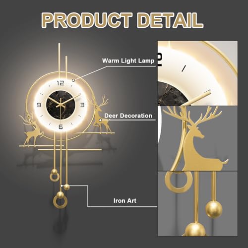 Horloge murale moderne cerf pour salon et cuisine conviviale