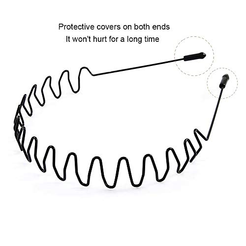 Metal Hair Bands For Men Women's - Multi-Use Headbands Unisex Black Spring Wavy Hair Hoop Band Fashion Headband Headwear Accessories For Sports, Outdoor, Yoga #TOP1