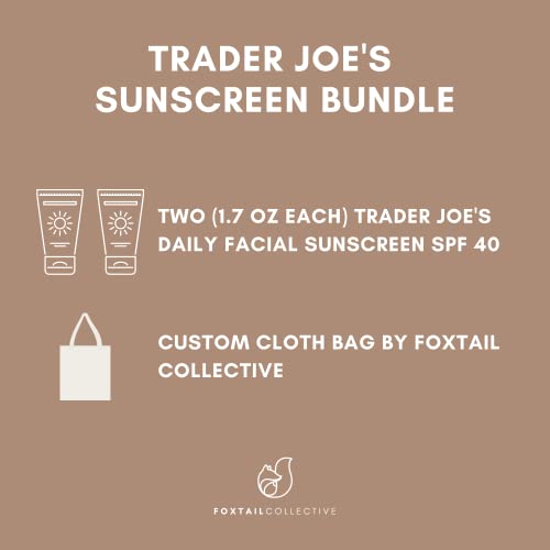 Trader Joe's Daily Facial Sunscreen Spf 40 Oil Free Invisible Gel Formula Fragrance Free Water Sweat Resistant ''Supergoop Dupe'', 1.70 Fl Oz (Pack Of 2) Bundle By Foxtail Collective With Custom Bag #TOP1