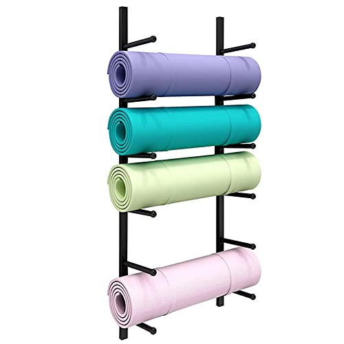 Support mural pour tapis de yoga et matériel de gym pour studio maison