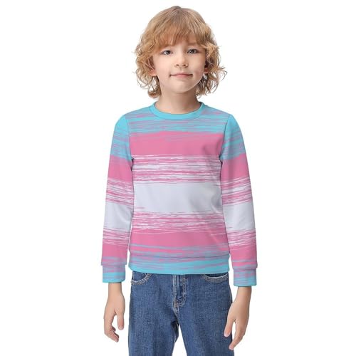 Transgender FlagChildren's Casual Pullover Sweatshirt Loose Fit8-10Y