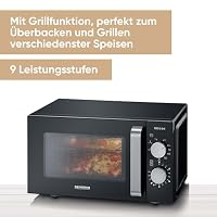 Severin 2-in-1 Mikrowelle mit Grill, 2 Ebenen, flacher Glasboden (Flatbed) statt Drehteller mit XXL-Nutzfläche für eckiges Geschirr, leichte Reinigung, Mikrowellengerät, 20L, schwarz, MW 7762 – Ansicht 7