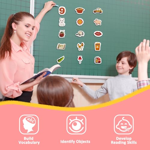 Magnetic Foam CVC Word Games - 50 Fridge Magnets for Kids, Speech Therapy & Learning Toys for Toddlers, Preschool & Kindergarten Phonics, Spelling & Reading Classroom Supplies
