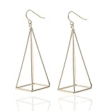 Gold Q&Q Fashion Blogger Aztec Gold Cut Out 3D Triangle Pyramid Steampunk Diva Gypsy Earrings