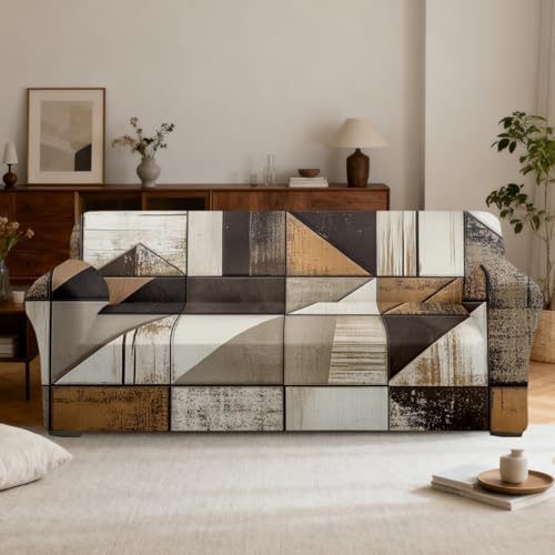 Funda Sofa 3 Plazas Gris Blanca General Funda De Sofá Elástica En Spandex,Anti Gatos Arañazo Y Perros Mascotas,Antideslizante Protector Sofa,Adecuado para Sala De Estar