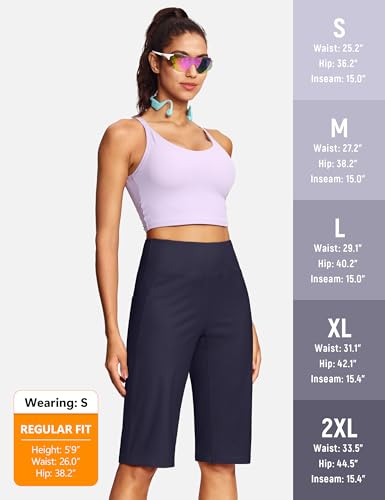 Image of ISEEGZ 15 inch / 18 inch / 21 inch / 25 inch Capri Pants for Women High Waist with Pockets Women's Capris Workout Yoga Pants Loose Straight Leg