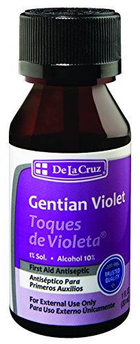 De La Cruz 1% Gentian Violet First Aid Antiseptic Liquid, Made in USA 1 FL OZ (18 Bottles)
