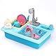 AIQI Küchenspüle Spielzeug Set, Kinderwaschbecken mit Elektrischen Wasserhahn, Spielzeug Zubehör Küche Rollenspiel, Weihnachten Ostern Geburtstag Geschenk für Kinder ab 3 4 5 6 Jahren
