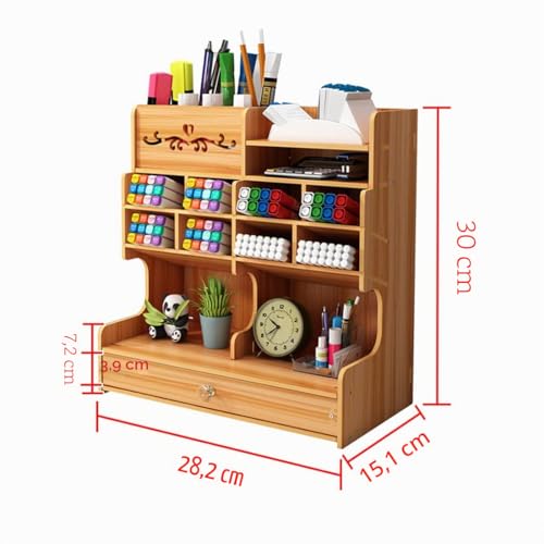 Miniatura 6 de Vikmyer Portalápices De Madera, Organizador De Escritorio Papelería Multifuncional Caja De Soporte Para Bolígrafos Para Oficina En Casa Útiles Escolares Estante De Almacenamiento