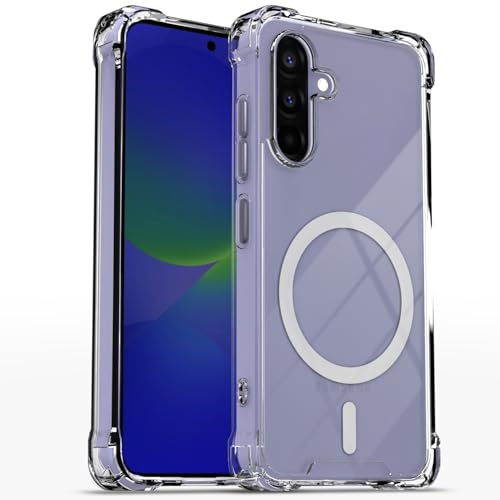 Image of Amazon Basics Back Cover for Samsung Galaxy A37 5G Mag-Safe Shockproof PC + TPU Protective Case Magnetic Support Bumper Case (Transparent Mag-Safe)