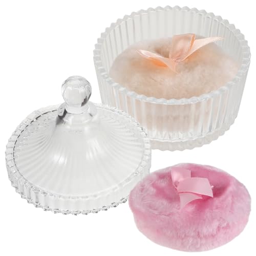 Houppette pour poudre bébé anti-gaspillage avec pot en verre hermétique