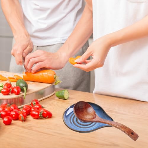 Ceramic Spoon Rest with Spiral Design, 2 Pcs Handcrafted Glazed Stoneware Spoon Holder Teaspoon Rest Heat Resistant Dishwasher Safe Modern Farmhouse Kitchen Decor Accessories for Spoons - Image 5