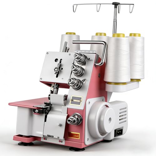 Máquina de coser overlock eléctrica, overlocker y máquina de puntadas con luz LED, costura de grosor máximo de 3.5 mm, ancho de overlock 4 mm/5 mm
