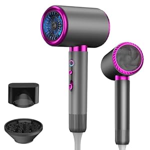 Ionen Haartrockner 2400W schnelltrocknend Anti Frizz mit Heiß und Kalttaste 3 Temperaturstufen 2 Geschwindigkeiten mit Stylingdüse und Diffusor für präzises Styling ergonomisches Design (Grau)