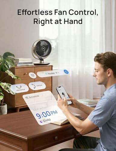 Image of DREO 16''Height 20dB Quiet Smart Fans for Bedroom, DC Room Fan with Remote, 120+120 Omni-Directional Oscillating Fan, 6 Modes, 9 Speeds, 12H Timer, Alexa /Google /WiFi /Voice Control, Gold
