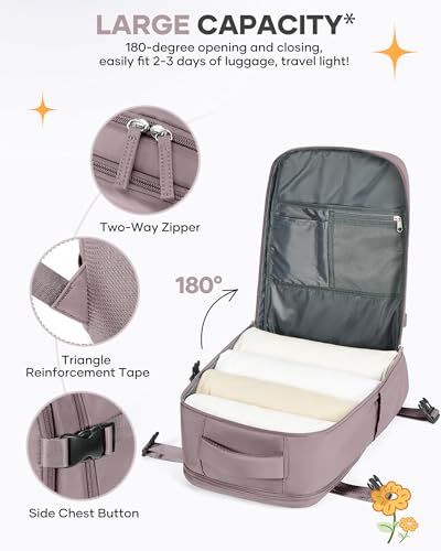 Image of Travel Backpack Carry On Flight Aapproved Personal Item Travel Bag Mochila De Viaje Travel Backpack For Men Spirit Airlines Personal Item Bag 18x14x8 Carry On Backpack For Airplanes Lotus Root Pink