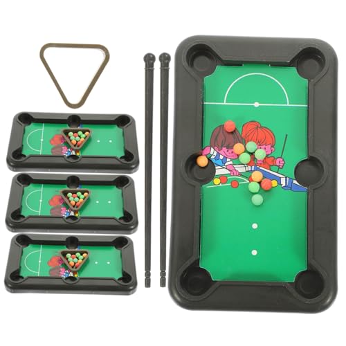 OSOLADY Mini Table De Billard De Bureau Portable 4 Pièces, Bois Robuste, Jeu De Billard Miniature Ludique pour Garçon Et Filles Et Adultes, Divertissement Intérieur, Loisir Familial