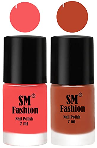 Image of Long Lasting Nail Polish | Nail Paint Combo 7 ml Each) - Set of 2 Light Pink-Light Coral