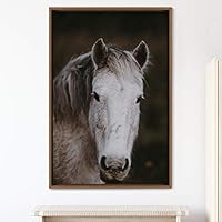 Framed Canvas Wall Art Horse Animals Dramatic Farmhouse/Country Horse Living Room Multicolor Photography - 16x24 inches