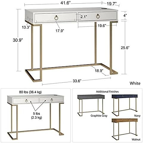 Ameriwood HOME Serenity Writing Desk, Graphite Gray