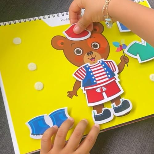 My House Teacher Brain Booster Busy Book, Kids Activity Play Book for 2 to 5 years old, 9 Interactive Activity Binder for Early Learning, Montessori Book with hook and loop, 60+ Cut-outs with cornered edges, Tear proof, Spiral Binding,Preschool sticker book for toddler activities - Image 9