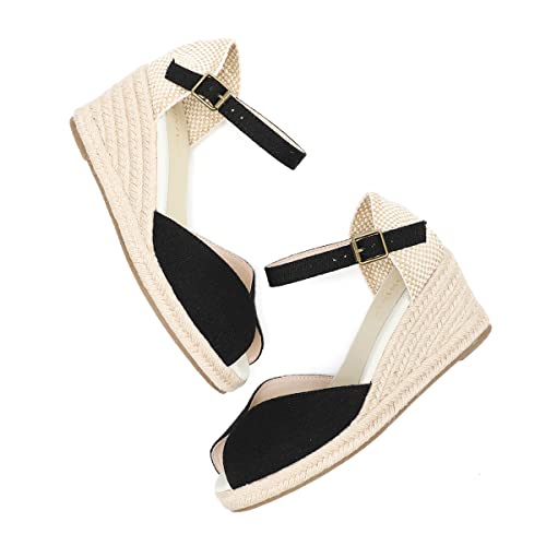 Image of Women's Espadrille Wedge Sandals Closed Toe Lace-Up Shoes