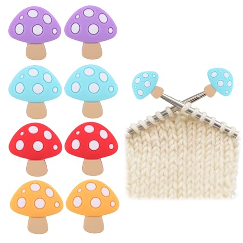 8 topes de malla de silicona para protección de puntos de seta, bonitos topes de aguja de punto para ganchillo, punto, bricolaje, accesorios, regalos de punto para principiantes
