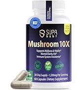 SUPABABY Mushroom 10X Supplement - 10 Mushroom Extracts for Immune Support &amp; Mental Clarity - Veg...