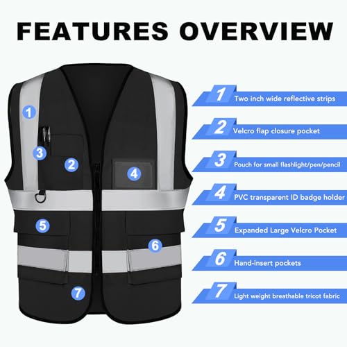 Image of XPCARE Reflective Safety Vests For Women Men, High Visibility Security Vest Pockets and Zipper Front Construction Work Vest