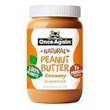 Once Again Creamy Natural Peanut Butter, Salted, No Sugar Added - Large 2.5 Pound Jar - Sugar Free Creamy Peanut Butter, No Palm Oil - Smooth and Unsweetened - 1 Jar (40 oz)