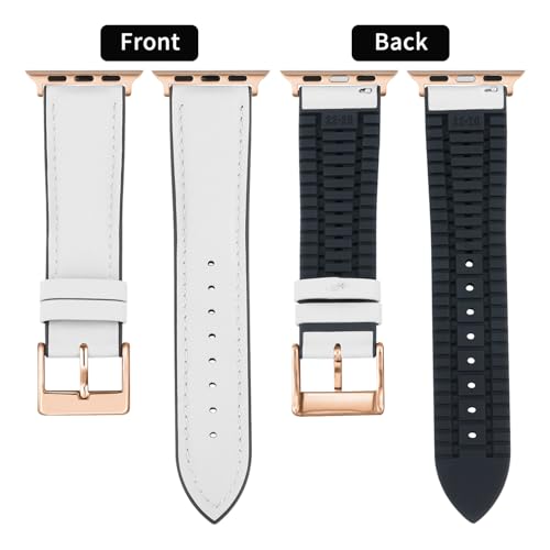 Image of BINLUN Leather Silicone Bands Compatible with Apple Watch 38mm 40mm 41mm 42mm 44mm 45mm 46mm 49mm Sweatproof Replacement Strap for iWatch 11 /10 /9 /8 /7 /6 /5 /4 /3 /2 /1 /Ultra /SE Men Women