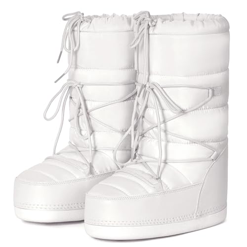 QLR Womens Winter Snow Boots Mid Calf Anti-Slip Boots with Warm Lining...