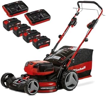 Einhell Professional Tondeuse à Gazon sans Fil GP-CM 36/47 S HW Li Power X-Change (36V, 47 cm Largeur de Coupe, autotractée, Moteur sans Charbon) Livré avec 4 Batteries 4,0Ah et 2 Chargeurs Doubles