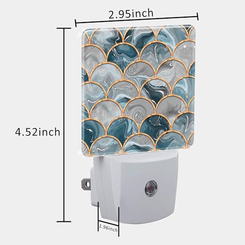 Image of Golden Fluid Marble Texture Night Light Plug into Wall with Dusk to Dawn Sensor Cute Nightlight for Kid Girls Boys Women Men Room Decor, Hallway, Kitchen, Bathroom, Nursery, Stairs