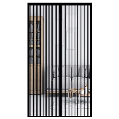 GOUER Mosquitera Puertas 120x230cm Tejido Súper Fino Magnética Automático Pegado sin Taladrar para Puertas de Salón, Balcón, Corredor, Negro