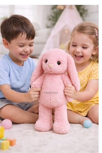 Image of Bunny Soft Toy for Girls Boys Kids,Pink,Teddy Rabbit Animal Plush Stuffed Baby Teddy Gift Birthday, 25cm