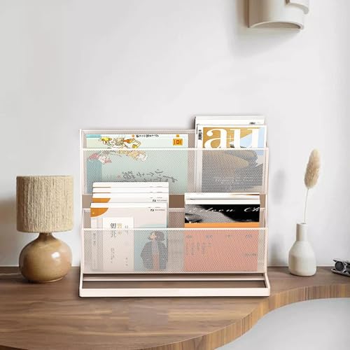 Support de littérature de bureau avec double bac de rangement pour livrets