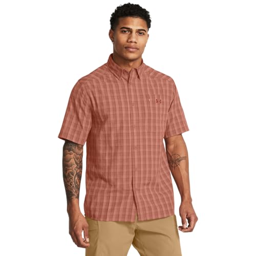 Under Armour Men's Drift Tide 2.0 Plaid Short-Sleeve T-Shirt, (696) Canyon Pink / / Earthen Orange, Small by Under Armour - Used condition - US$43.77