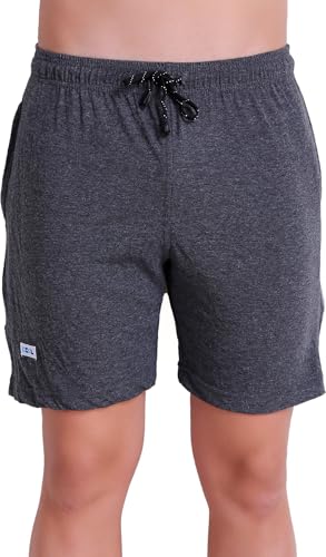 Image of T.T. Cotton Blend Shorts for Men | Regular Fit | Elasticated & Zipper | 2 Sided Pockets & 1 Back Pocket | Solid | Above Knee Length Bermuda Short | Ideal for Casual Outings