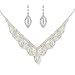 Produktbild Unicra Braut Hochzeit Halskette Ohrringe Set Strass Silber Schmuck Set Silber Brautschmuck Choker für Damen und Mädchen