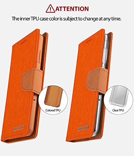 Goospery Canvas Wallet For Apple Iphone 6S Case (2015) Iphone 6 Case (2014) Denim Stand Flip Cover (Orange) #TOP5