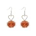 Produktbild Ohrringe für Damen, süßer, flauschiger Pompon, baumelnder Herz, mit Kunstperlen, Ohrhaken, Schmuck  Orange