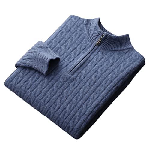 Pull en mérinos bleu marine homme XL, la douceur absolue du col zippé