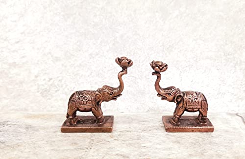 Image of Copper Idols, 4.5 cm, Copper Handmade Standing Elephant Idol 140 gram, Patina Antique Finish, Pack of 1 Piece
