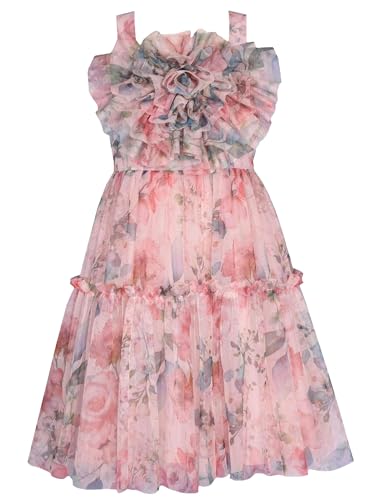 Bonnie Jean Girls 7-16 Floral Mesh Ruffle Bodice Dress