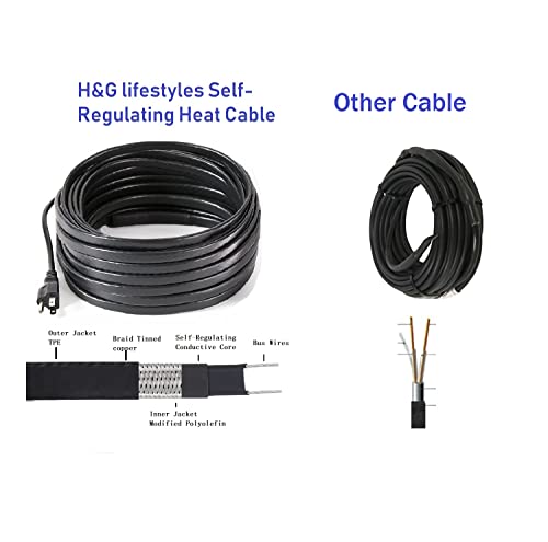 H&G Lifestyles Roof Snow De-Icing Kit Self-Regulating-Plug-In Ready Heat Cable 60 Feet 8 Watts Per Foot #TOP3