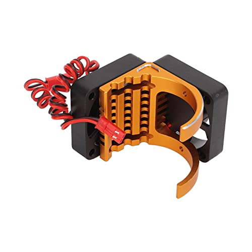 OUKENS RC Brushless Motor Heatsink, RC Motor Fan Heatsink Aluminum Heatsink Professional Dual RC Automobile Motor Cooling Fan, Suitable for 1.65-inch Diameter Brushless Motor(Golden)