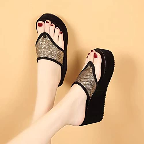 Sandalias de mujer de diseño sofisticado con cuña gruesa e incrustaciones 4
