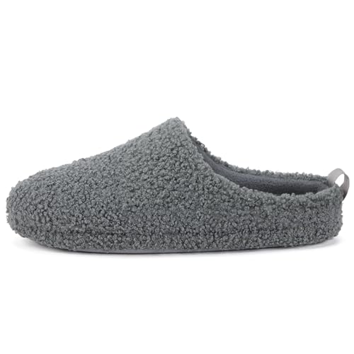LazyStep Women's Lottie Slide Slippers, Open Back Slip-On Indoor Cozy and Comfy House Shoes(2024, Size 11-12, Grey)