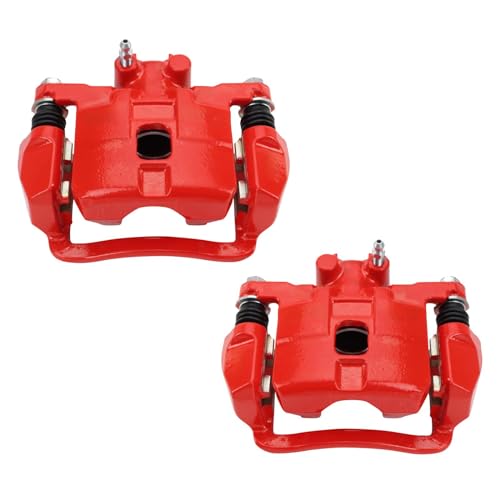 Image of TRQ Performance Rear Brake Caliper Set Painted Red Compatible with 2005-2006 Saab 9-2X 2004-2008 Subaru Forester 2004-2007 Impreza